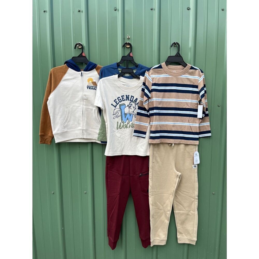 Boys Shirts Pants & Zip Hoodie Bundle  6-Piece Size M